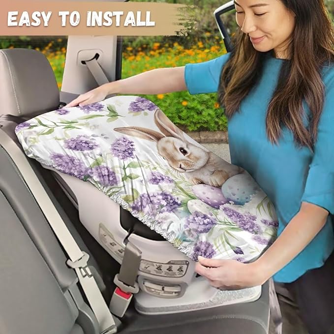 XYZCANDO Rabbits Print Cooling Car Seat Cover for Baby Cartoon Car Seat Covers for Babies Boy Foldable Baby Car Seat Shade Cover Breathable Car Seat Sun Cover Gift for Newborn