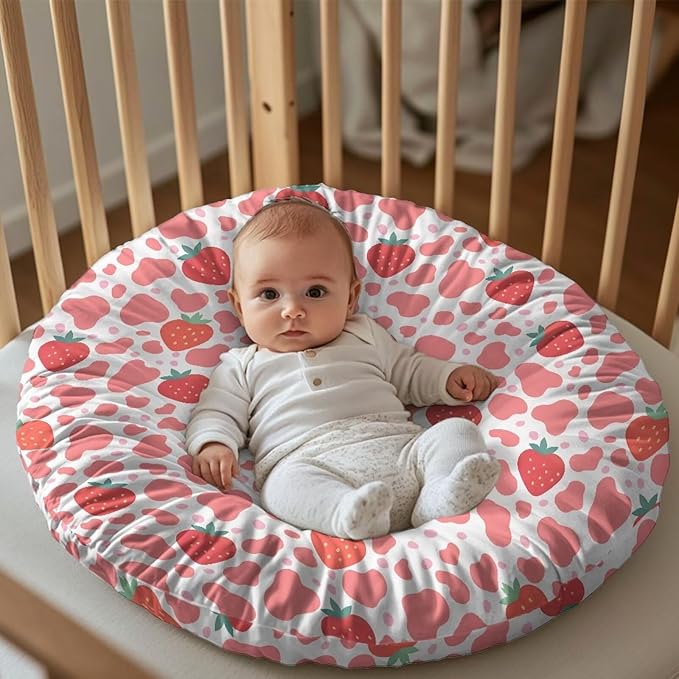 Newborn Lounger Cover, Removable Lounger Cover Breathable Baby Lounger Cover Reusable Infant Lounger Cover Portable Slipcover for Newborn for Baby Boys Girls Strawberry