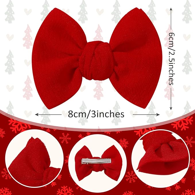 Choicbaby 6 PCS Baby Girls Christmas Hair Clips 3" Fabric Baby Hair Bows with Alligator Clips Christmas Girls Hair Bow Barrettes Accessories for Toddlers Kids Infant Teens