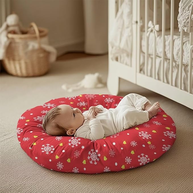Red Snowflakes Baby Lounger Cover Removable Cover Ultra Soft Comfortable Lounger Slipcover Protector Cover for Infant Lounger Pillow Breathable and Washable Christmas Decor