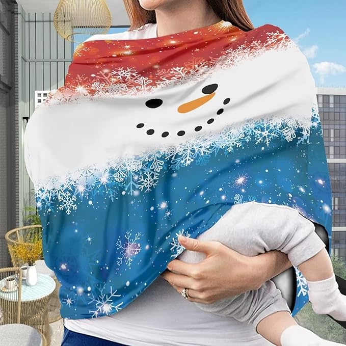 Upetstory Christmas Snowman Nursing Cover for Breastfeeding,Infant Carseat Cover Baby Car Seat Covers for Newborns Boys Girls