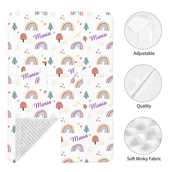 Personalized Colorful Rainbow Baby Infant Car Seats Canopy for Baby with Name, Custom Lightweight Covers for Baby Boys Girls, Minky Nursing Breastfeeding Stroller Cover Canopies for Newborn