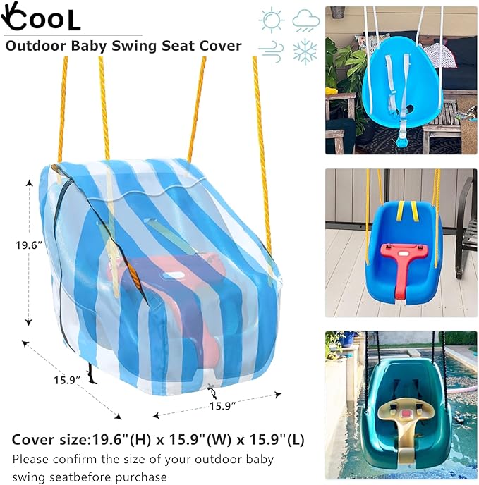 okcool Outdoor Toddler Swing Seat Cover for Little Tikes Baby Swing Seat,Outdoor Baby Swing Cover,A Wide Selection of Cute Colors and Patterns,Blue