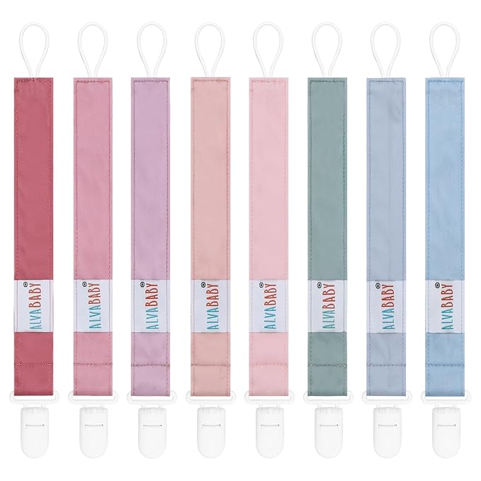 ALVABABY Pacifier Clips 8 Pack Pacifier Binky Paci Holder Leashes for Baby Teethers 8DP10