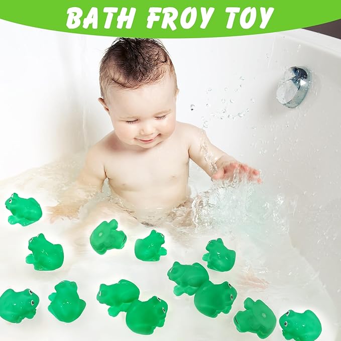 Mototo 30 PCS Rubber Frogs Little Squeaky Frogs Float Bath Toy Green Shower Swimming Bathtub Toy Easter Egg Stuffers for Hyundai Santa Cruz Jeep Game Prize Froggy Birthday Party Classroom School Decor