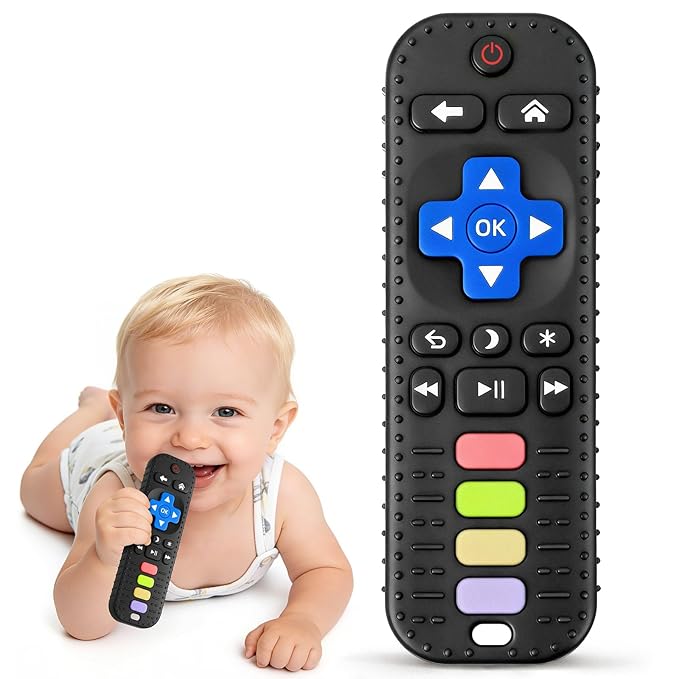 Baby Teething Toys for Babies 3-6 6-12 12-18 Months, BPA-Free Silicone Remote Control Teether Toys, Baby Chew Toys for Teething Relief & Sucking Needs