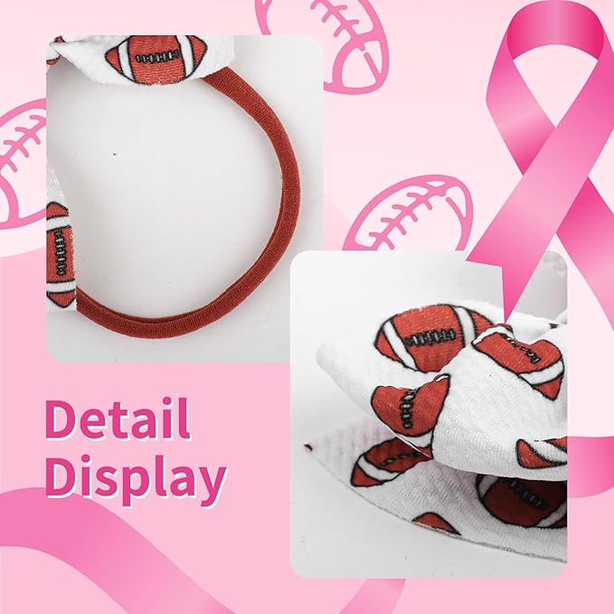 YanJie 3PCS 4.5’’ Breast Cancer Awareness Bows for Baby Girls Pink Headbands Football Headband Cancer Awareness Items Hair Accessories for Newborns