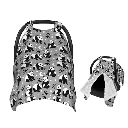 Panda with Leaves Baby Car Seat Canopy Nursing Cover for Newborn Car Seat Breastfeeding Covers Blanket Newborn Shower Gift