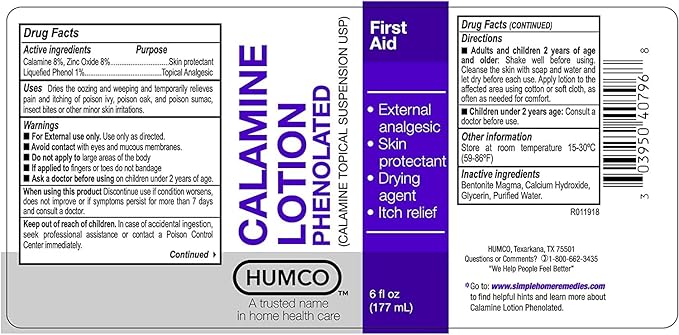Humco Calamine Lotion USP 6 oz
