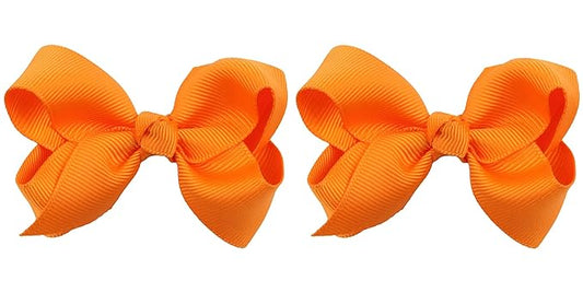 3 Inch Baby Girl Hair Bows Boutique Hair Clip Teens Toddlers Hairpin Headwear - Set of 2 (Orange)