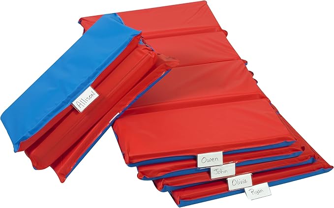 Children's Factory Nap Mats, 2 inch Thick Toddler Sleeping Mats for Preschools and Daycares, Comfortable and Soft 4 Section Folding Nap Pad