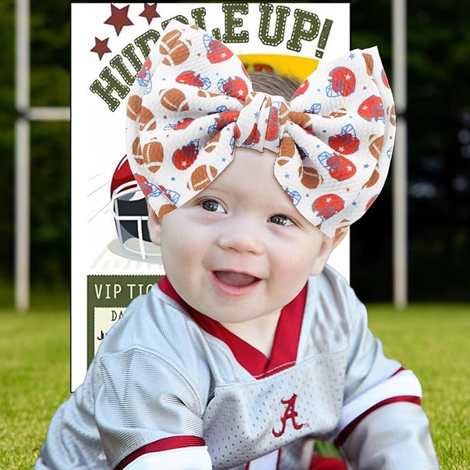 Football Baby Bow Headbands for Girls Super Bowl Infants Hair Accessories Newborn Infant Toddlers Baby Girl Football Outfit