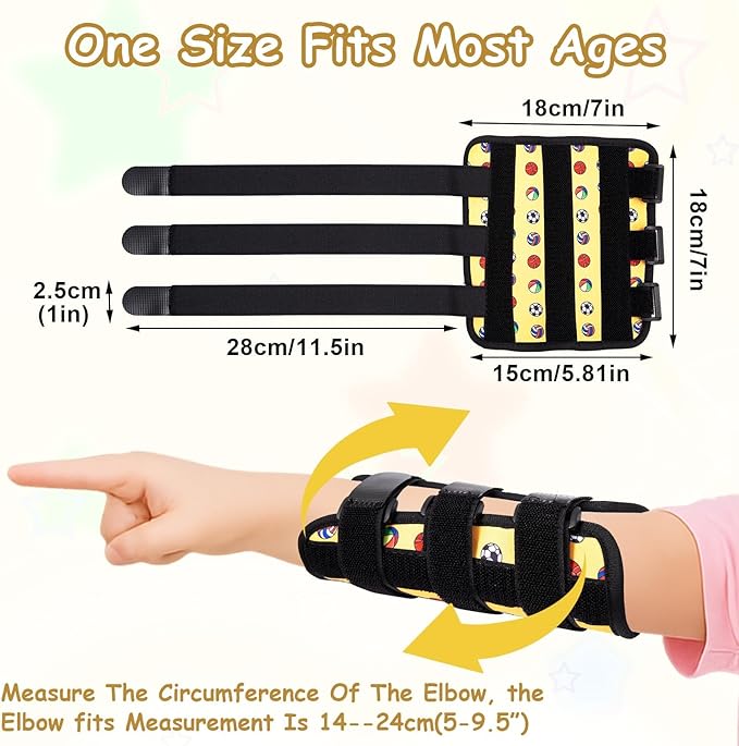 2 PCS Thumb Sucking Deterrent, Yellow Balls Thumb Guard for Kids Toddlers Nail Biting Treatment, Anti Nose Picking, Scratching Face, Elbow Immobilizer for Boys Girls, Finger Sucking Prevention