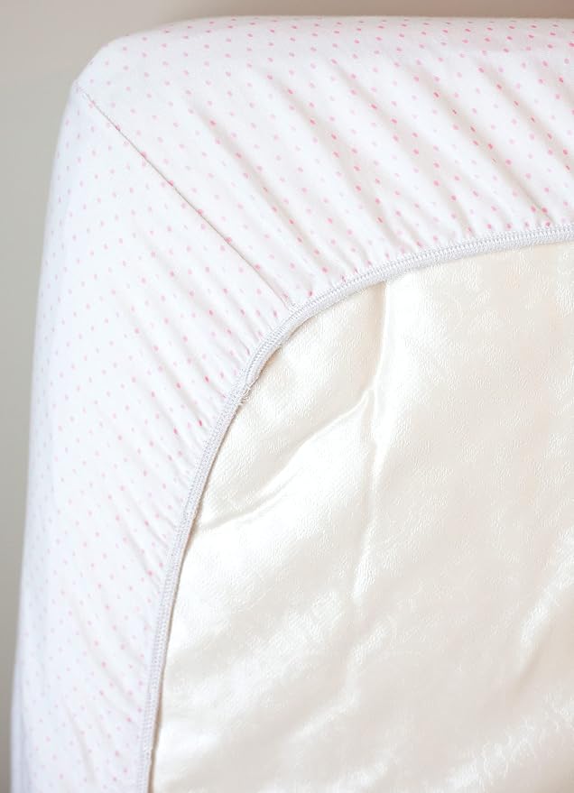 SheetWorld Baby Fitted Moses Basket Sheet 13 x 27 inches, 100% Cotton Jersey Hypoallergenic Sheet, Unisex Boy Girl, Pink Pindot, Made in USA