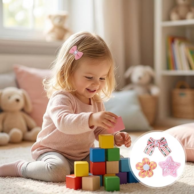 20 Pcs Baby Hair Clips Toddler Hair Accessories Handmade Barrettes For Toddler Girls Mini Cute Clip Non Slip Barrette For Fine Cute Tiny Bows Barrettes For Infants Toddlers, And Little Girls