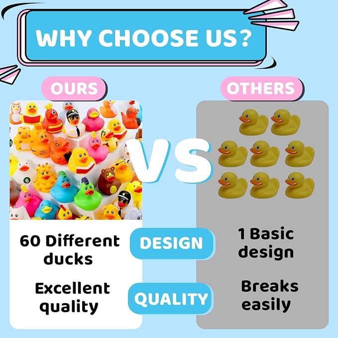30 Pack Rubber Ducks for Jeeps 2.3 Inch Bulk Floater Jeeps Ducks for Ducking Assortment Rubber Duckies for Kids Baby Bath Toys Birthday Gifts Christmas Party Favors Summer Beach Pool Activity