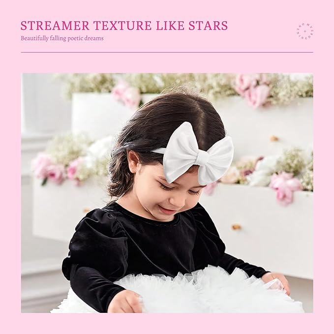 Velvet Baby Girl Bows Soft Elastic Nylon Headbands for Girls Hair Band Bows Black White Pink Handmade Newborn Bows Infant Toddler Kid Hair Accessories