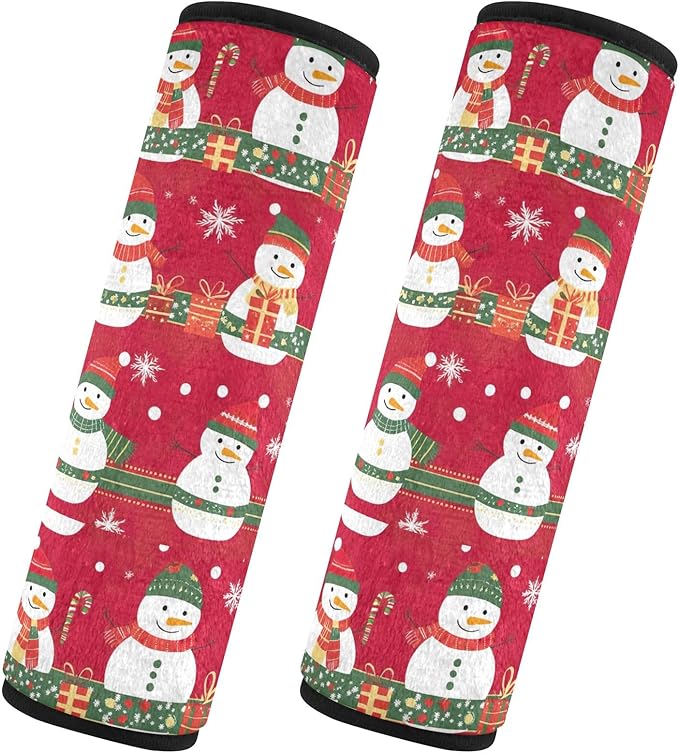Cute Christmas Snowmen Seat Belt Cover 2 Pack Seatbelt Cover Comfortable Shoulder Strap Covers for Adults Kids Women Men