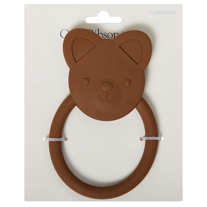C.R. Gibson 100% Food Grade Silicone Bear Baby Teether for Infants, 2.75" x 4.25", Multicolor