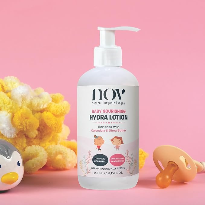 NOV Baby Nourishing Hydra Lotion - Baby Lotion for Newborn to Calm Itchiness and Redness - Newborn Essentials Shea Butter for Sensitive Skin - 8.45 oz
