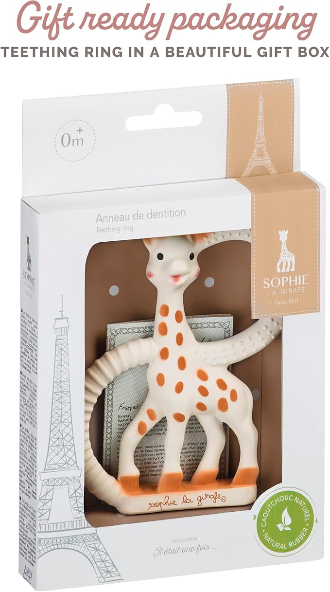 Sophie la girafe Teething Ring | Made from Natural Rubber | Designed for Teething Babies | Awaken All 5 Senses | Easy to Clean
