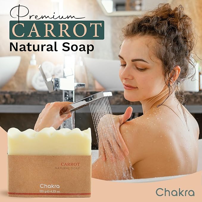 Chakra Carrot Bar Soap - Paraben & Additive Free Handmade Soap Bar for Face, Body and Hands, Gentle Cleansing for Daily Skin Care, 4.23 oz