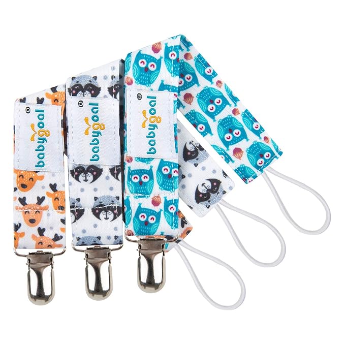 babygoal Baby Animal Pacifier Clips, 6 Pack Pacifier Holder Clip for Baby Boys and Girls Fits Most Pacifiers and Binkies