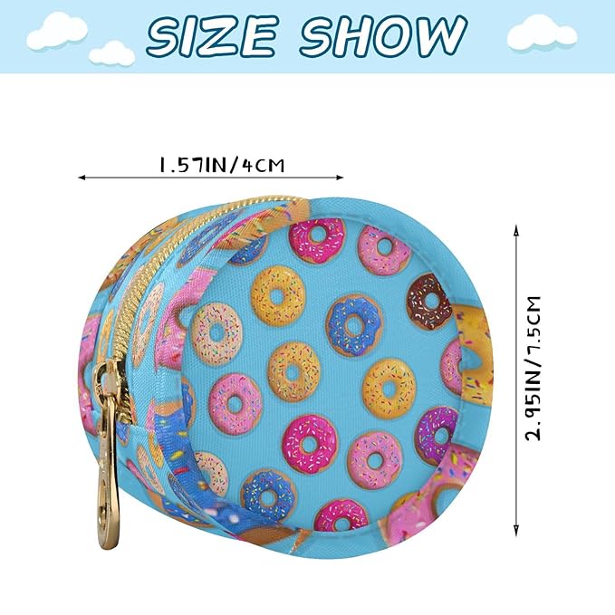 Pacifier Holder with Clip Pacifier Case for Diaper Bag Round Baby Pacifier Pouch Box Bag Portable Colorful Cartoon Donuts