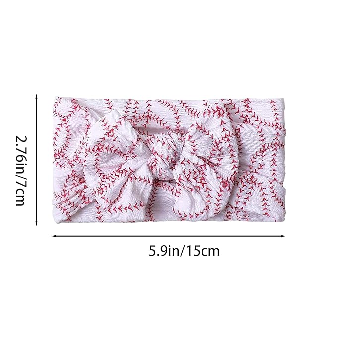 Baseball Baby Headband Turban with Bow,Baseball Hairband Bowknot Newborn Baseball Bow Headwarp,Wide Hair Band Baseball Hair Bow for Girl Toddler Infant