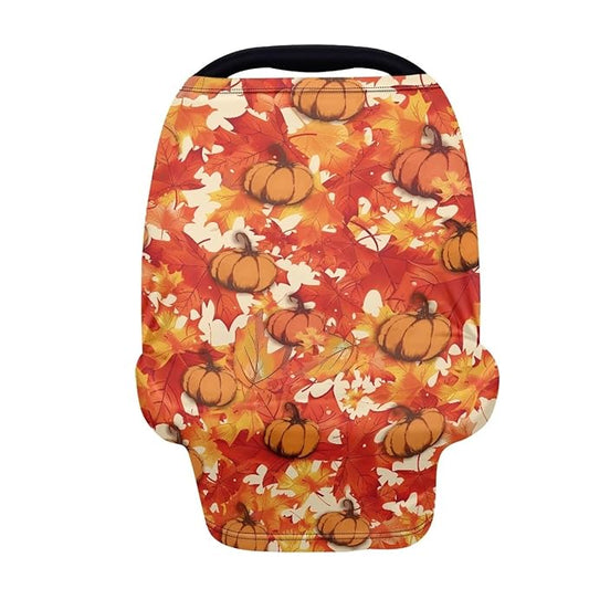 AFPANQZ Pumpkin Maples Stretchy Baby Car Seat Covers for Boys Girls Cool Mom Infant Car Canopy Spring Autumn Winter Snug Warm Breathable Windproof Open Peep Top Universal Fit