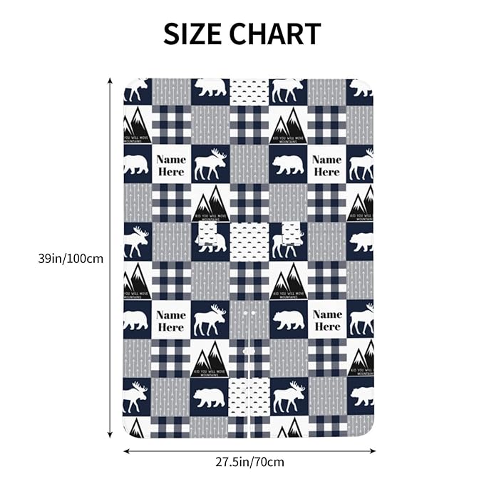 Personalized Woodland Deer and Bear Baby Infant Car Seats Canopy for Babies with Name, Custom Multi-use Blankets for Baby Boys Girls, Peekaboo Minky Breastfeeding Stroller Cover Canopies for Newborn