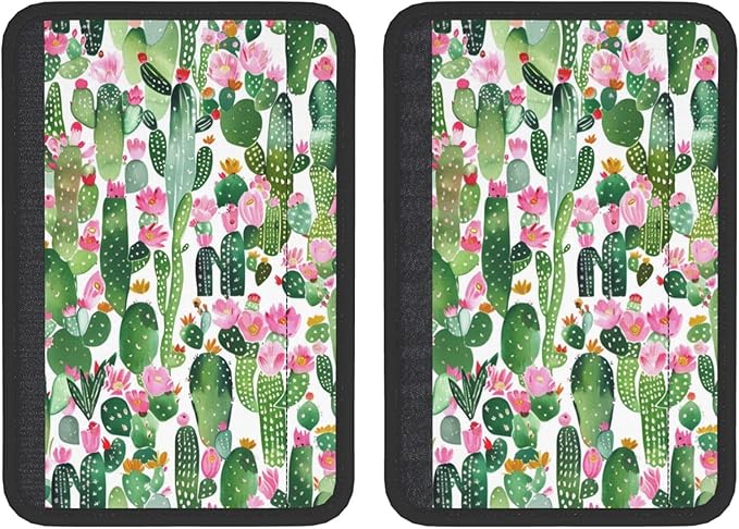 Cactus Watercolor Tropical Plant Summer Print Seatbelt Pads Fits Cars Trucks SUV Sedans Sweat Absorption Car Seatbelt Strap Cover, Auto Interior Accessories Protector