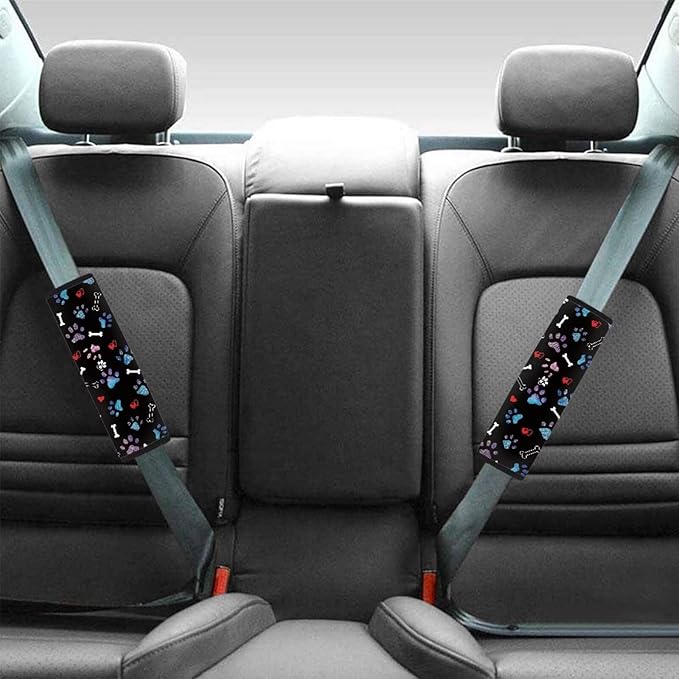 UNICEU Rainbow Dog Paw 2 Piece Car Seat Belt Cover Soft Seatbelt Shoulder Protection Pads for Women Men,Universal Fit Most Vehicle,Backpack