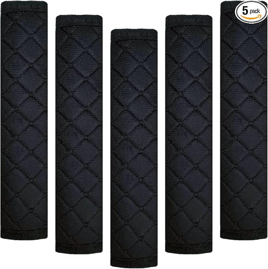 Car Seat Belt Cover Pad, 5 Pack, Seatbelt Covers for Car Accessories, Soft Material, Car Seat Strap Pads, Black 10.63 inches, Universal Fit for All Vehicles, Comfort for neck shoulders (5-Black)