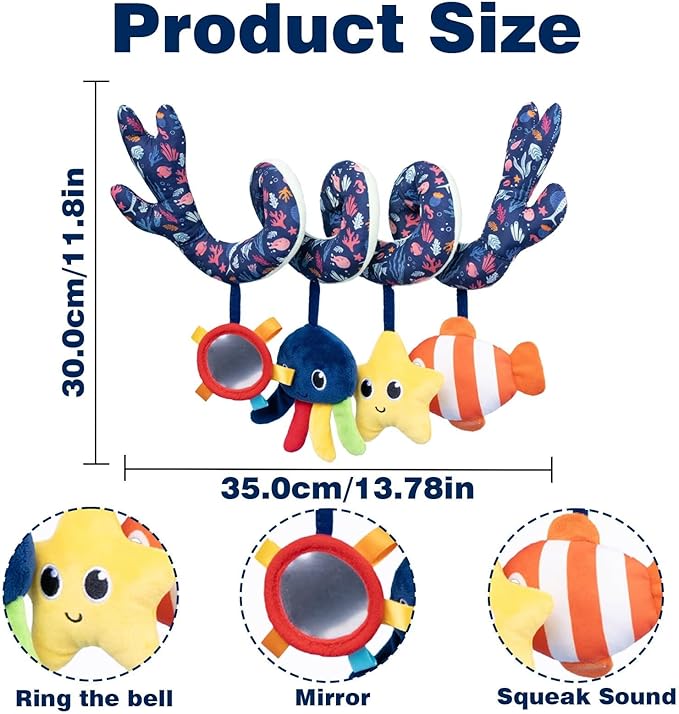 Multi-Use Baby Spiral Activity Toy – Spiral carseat Toy for Car Seat, Stroller,Play Gym, Keeps Baby Quiet, Easy Travel Solution