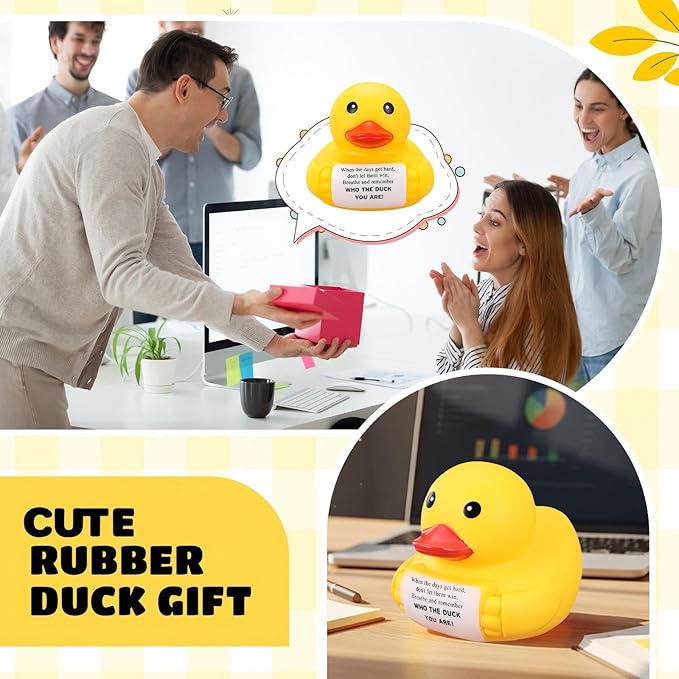Civaner 7 Inch Emotional Giant Rubber Duck Big Jumbo Positive Yellow Duck Inspirational Gift Large Duckling Toy with Squeaky Sound for Men Coworker Colleges Graduation(Remember Who You are)