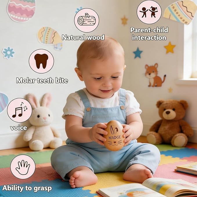 Personalized Easter Egg Shaker First Easter Gift for Kids Musical Toddlers Easter Basket Stuffer Birthday for Children