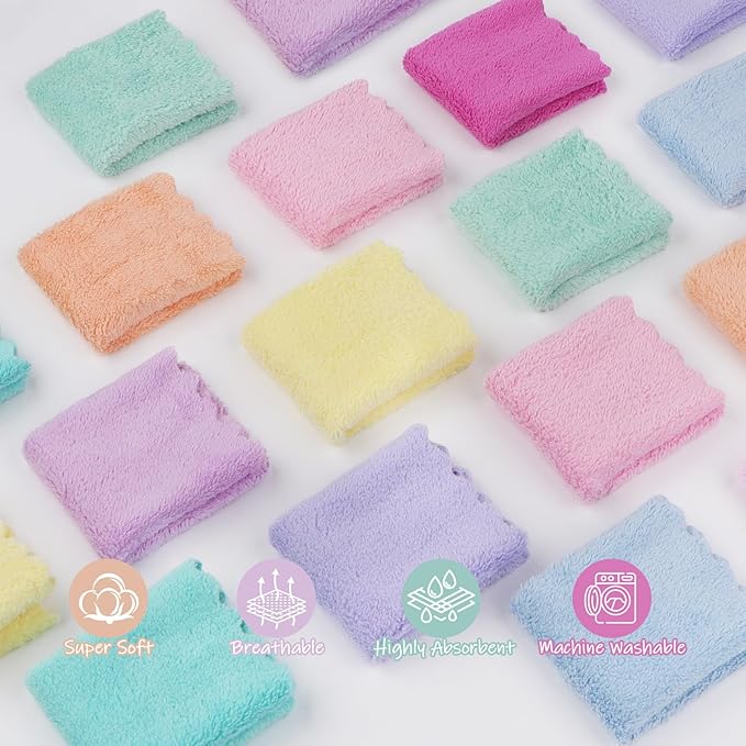 UNIMADE Baby Washcloths, 20 Pack Super Soft Microfiber Coral Fleece Wash Cloths, Extra Absorbent Baby Towels for Newborns, Infants and Toddlers, Gentle on Sensitive Skin for Face and Body - 7" × 9"