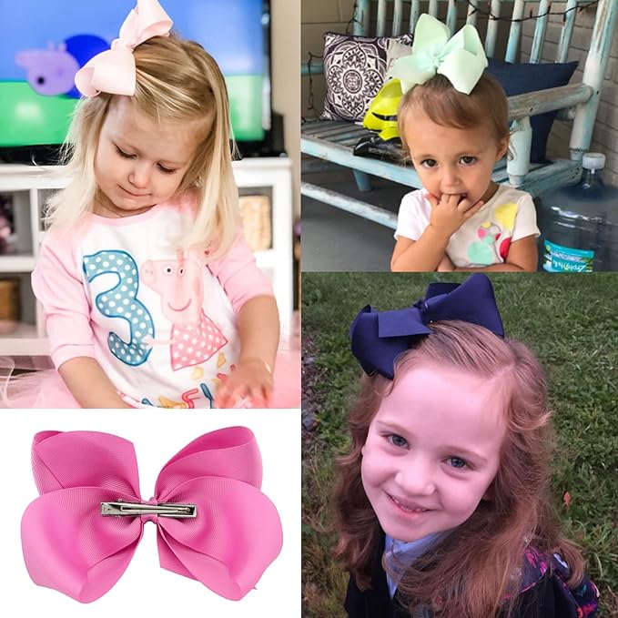 50pcs 6 Inches Large Hair Bows Alligator Clips Grosgrain Ribbon Hair Barrettes Accessories for Toddlers Teens School Girls