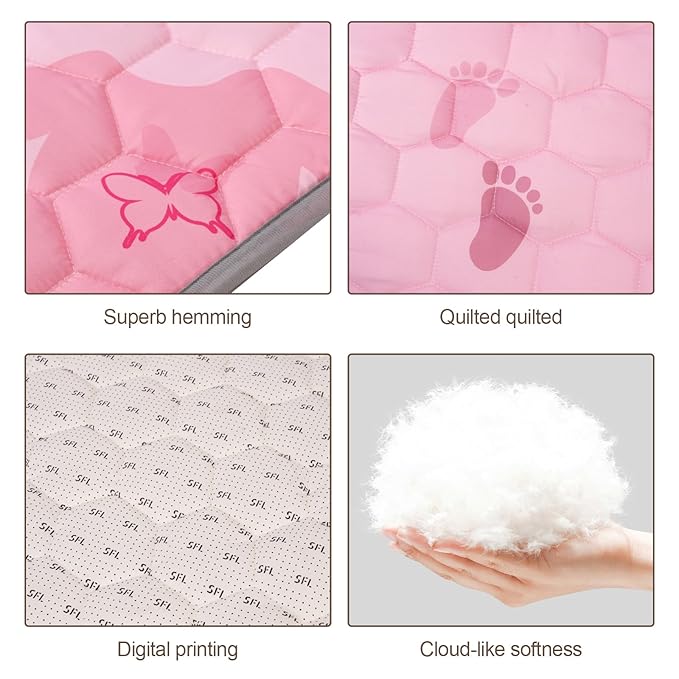 Baby Mat for Floor, 50 x 50 Play Mat for Playpen, Thicken Soft Padding Infant Play Mat, Non-Slip Cushioned Baby Floor Play Mat, Machine Washable Baby Crawling Mat (Pink World)
