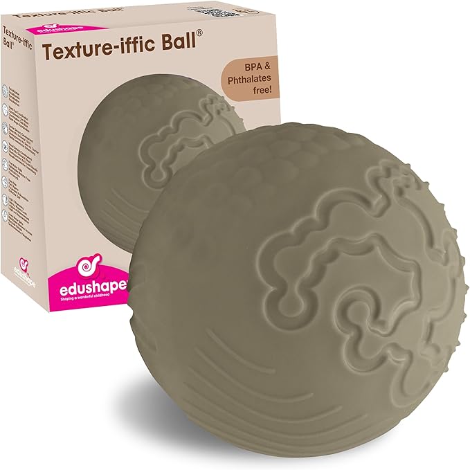 Edushape Texture-iffic Sensory Ball for Baby - 7" Baby Ball that Helps Enhance Gross Motor Skills for Kids - Toddler Ball with 8 Sections of Different Tactile Patterns
