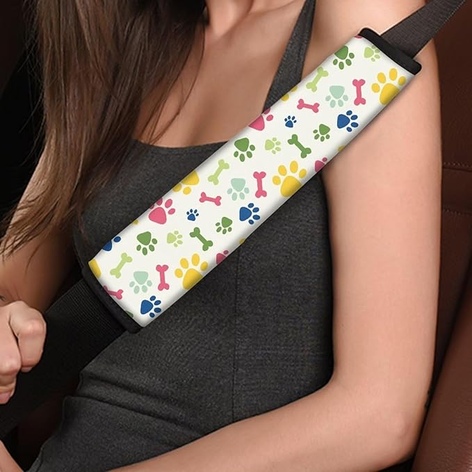 Seat Belt Covers Dog Paw Prints Car Seat Shoulder Strap Pads Seatbelt Pad Seats Belt Cover Pad for Kids 4 Pack Seatbelt Shoulder Pad Car Accessories for Women