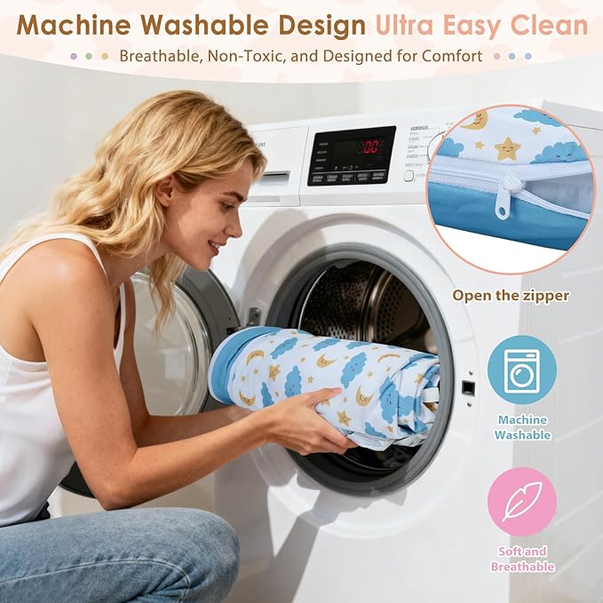 7-in-1 Baby Play Mat & Activity Gym, 0-12 Months Multi-Use Play Center with 5 Hanging Sensory Toys, Early Skill Building, Stars