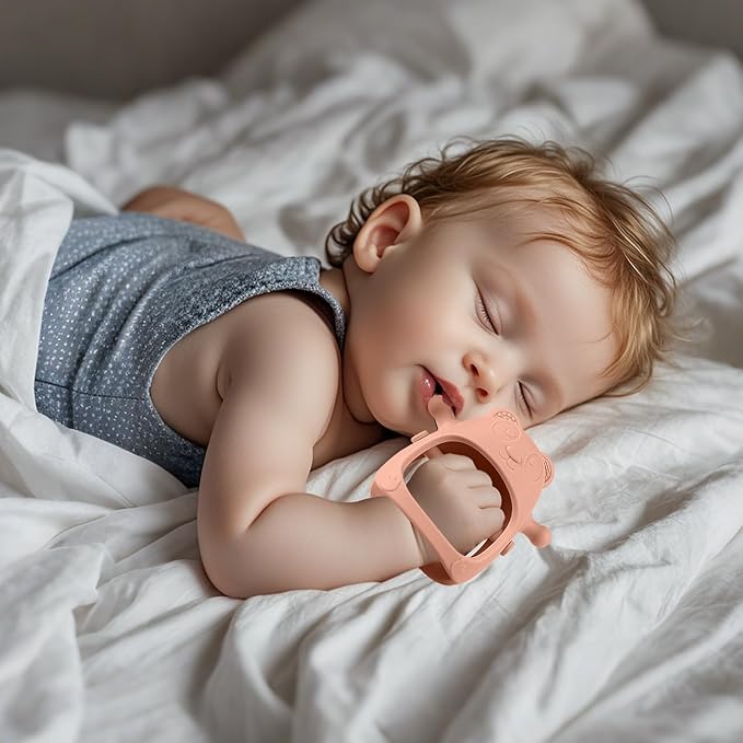 Eascrozn 3 Pack Baby Teething Toys for 3-6 6-12 Months, Food Grade Silicone Teething Mitten, Anti Dropping Wrist Hand Teethers Baby Chew Toys for Sucking Needs, BPA Free