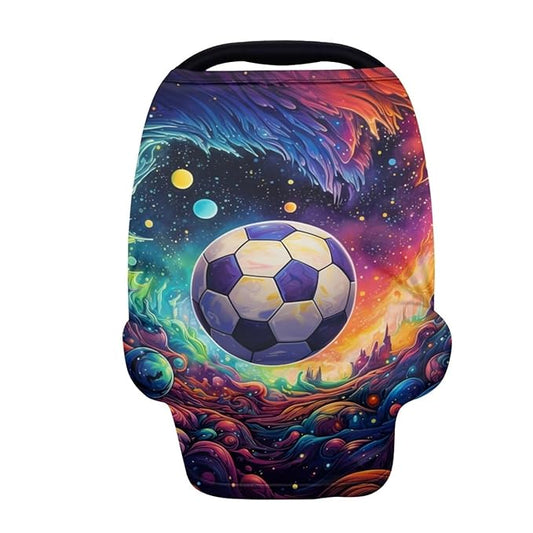 HUIACONG Fantasy Galaxy Soccer Nursing Scarf for Baby Car Seat Cover Starry Football Boys Carseat Canopy Girls Multi-Use Cover Ups for Stroller High Chair Shopping Cart