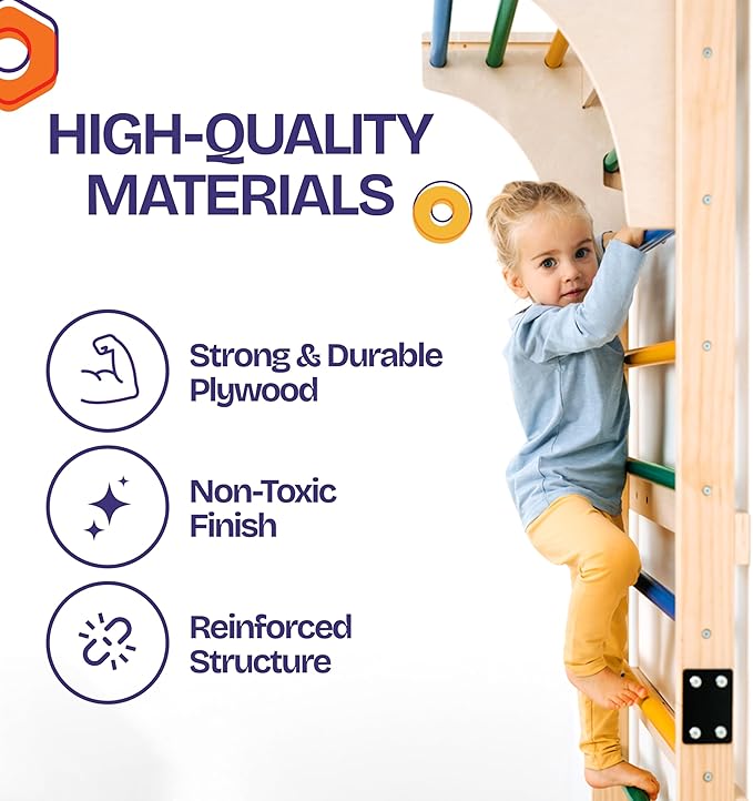 ComfyBumpy Swedish Ladder with Convertible Play Table | Montessori Climbing Set for Kids, Indoor Playground & Jungle Gym - Wall Climbing Toy for Active Play & Table for Focused Play (Set of 1)
