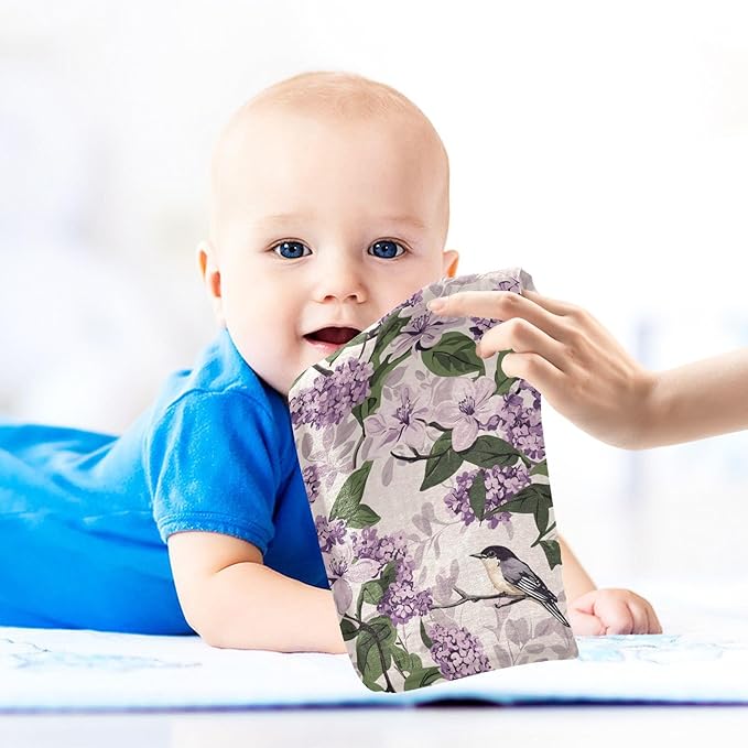 vvfelixl Bloom Lilac Magno Baby Burp Cloths Baby Muslin Washcloths for Boys Girls Cotton Babys Face Towel for Newborn Infants Soft and Absorbent 11.8 X 11.8 in, 5 Pack