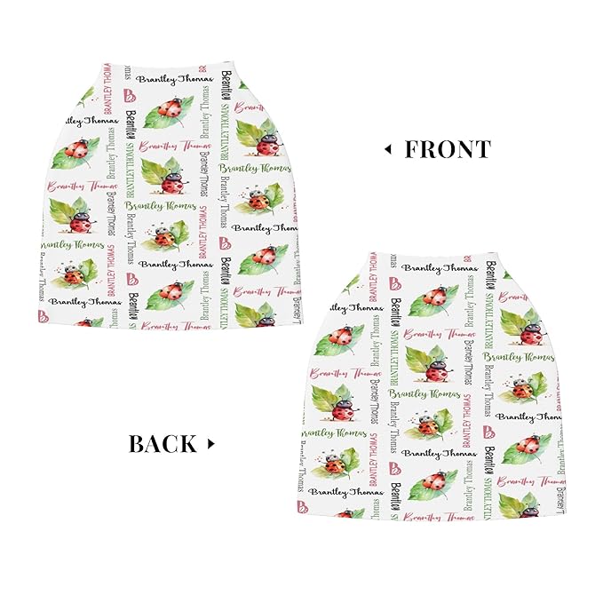 Personalized Baby Car Seat Cover with Name Stroller Canopy Custom Ladybug Carseat Cover Newborn Baby Boy Girl Nursing Cover for Moms First Birthday Gift