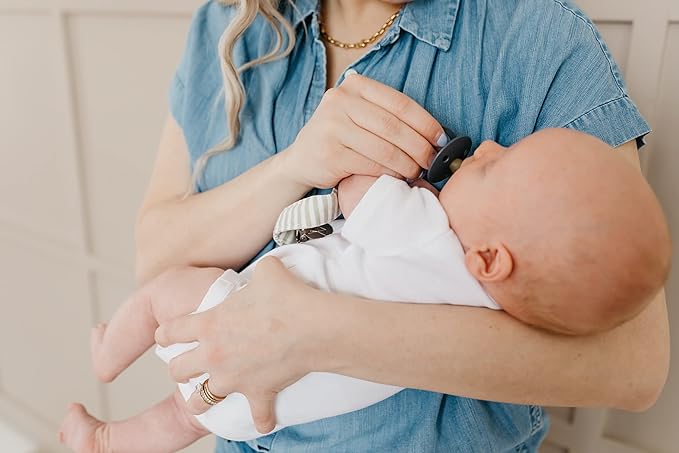 Copper Pearl Pacifier Clip 3-Pack: Premium Knit Binky Clips for Baby Girls and Boys - Stylish Stainless Steel Pacifier Holder Clip - Baby Pacifier Clips for No More Floor Drops - Rex