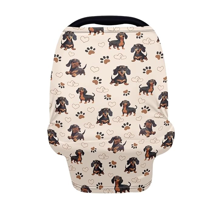 Forchrinse Cute Dachshund Paw Print Nursing Cover Babies Breastfeeding Scarf Soft Car Seat Cover for Boys Girls Multi-Use Infant Carseat Canopy
